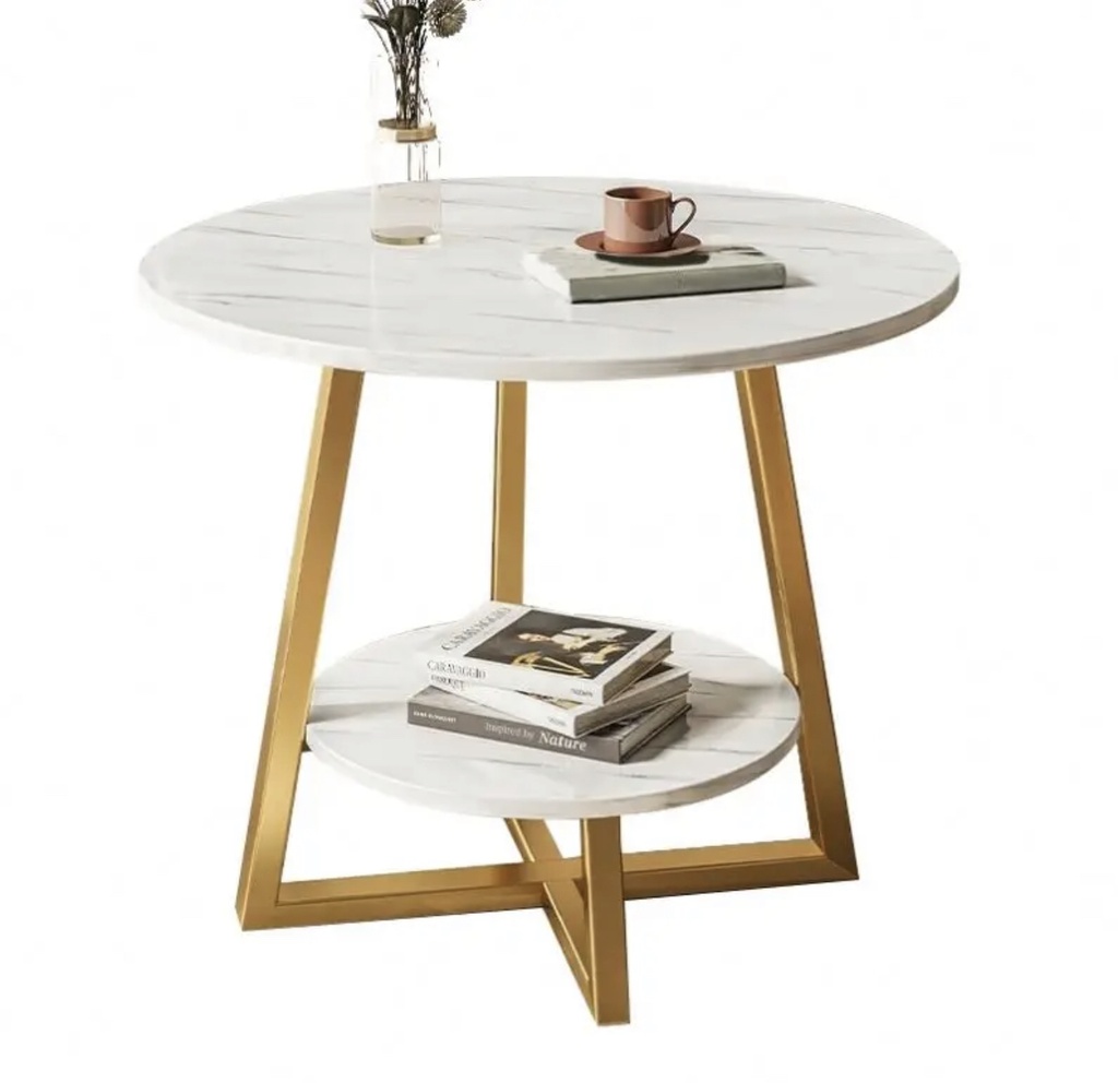 Table Basse moderne meuble de coin couleur blanc dore