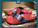 Chaussure homme très chic avec un design magnifique 100% cuire couleur rouge avec motif made in senegal réaliser par un artisan senegalais