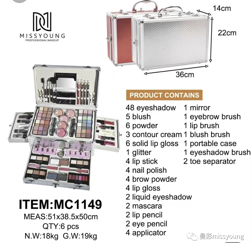 Kit de maquillage miss young ensemble professionnel 