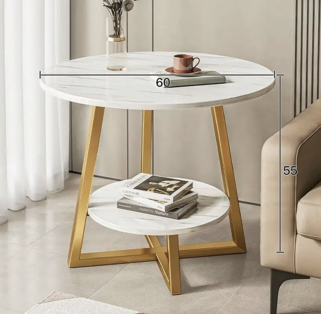 Table Basse moderne meuble de coin couleur blanc dore