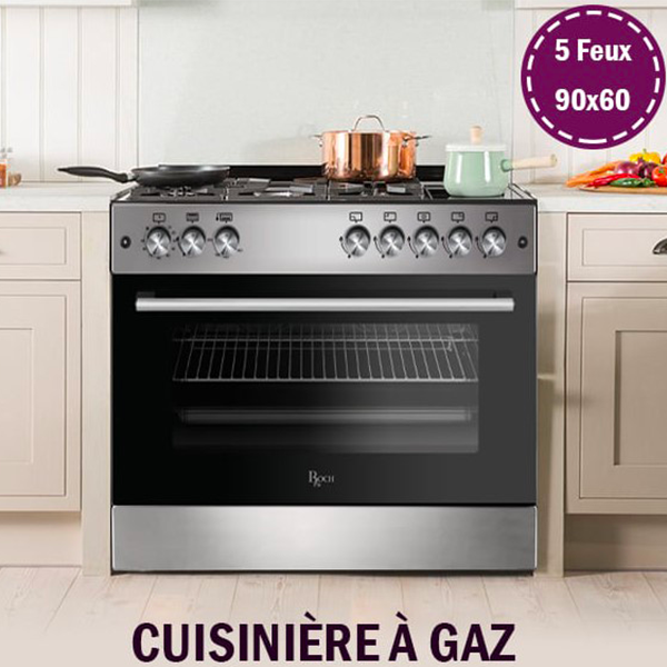 Roch Cuisinière - 5 Feux- 90X60 - Inox - très puissante capable de faire 2michiwi moutons a la fois très grand GARANTIE    12 mois