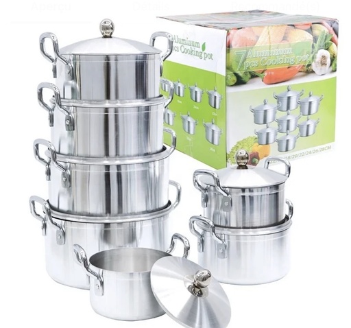 [vaisselle grd yoff] Ensemble de Casserole cuisine très solide  en aluminium / 7 pièces